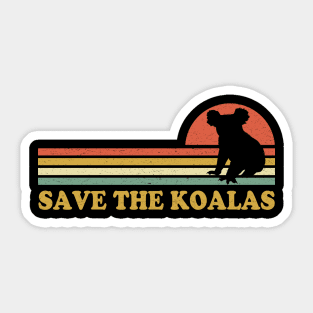 Save the Koala Vintage Retro Bear Animal Lovers Gift Sticker